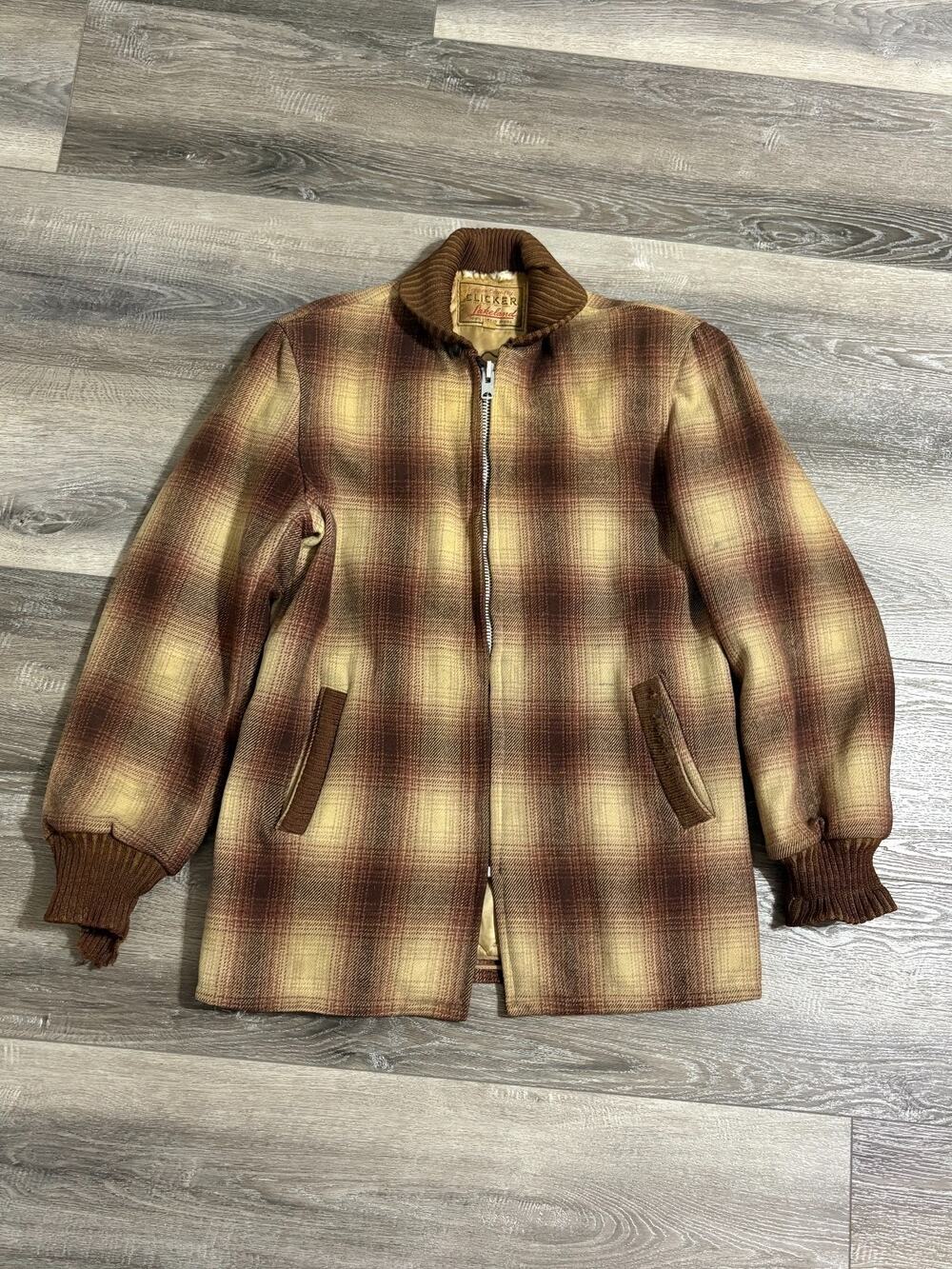 Vintage 1950s Lakeland Clicker Wool Pharaoh Jacket Talon Zipper - Mens 36 Medium